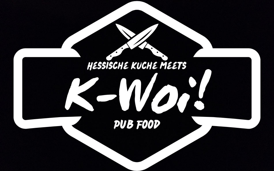 Logo unserer Marke K-Woi, wo hessische Küche auf Pub-Speisen aus aller Welt trifft.